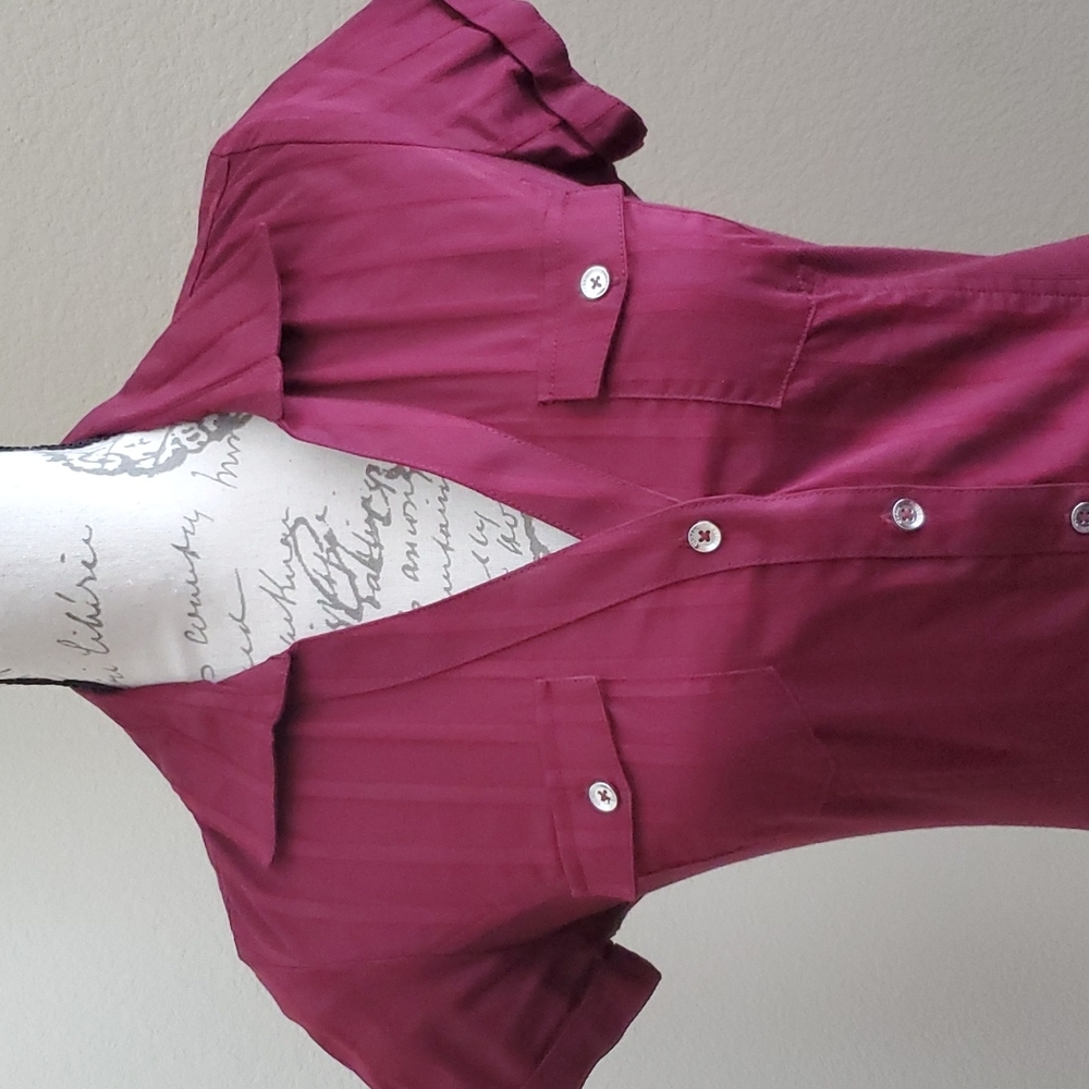 Guess Burgundy button down top.